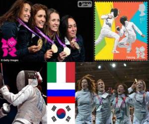пазл Женщин фольги команда фехтования подиум, Италии, России и Южной Кореи - Лондон 2012-
